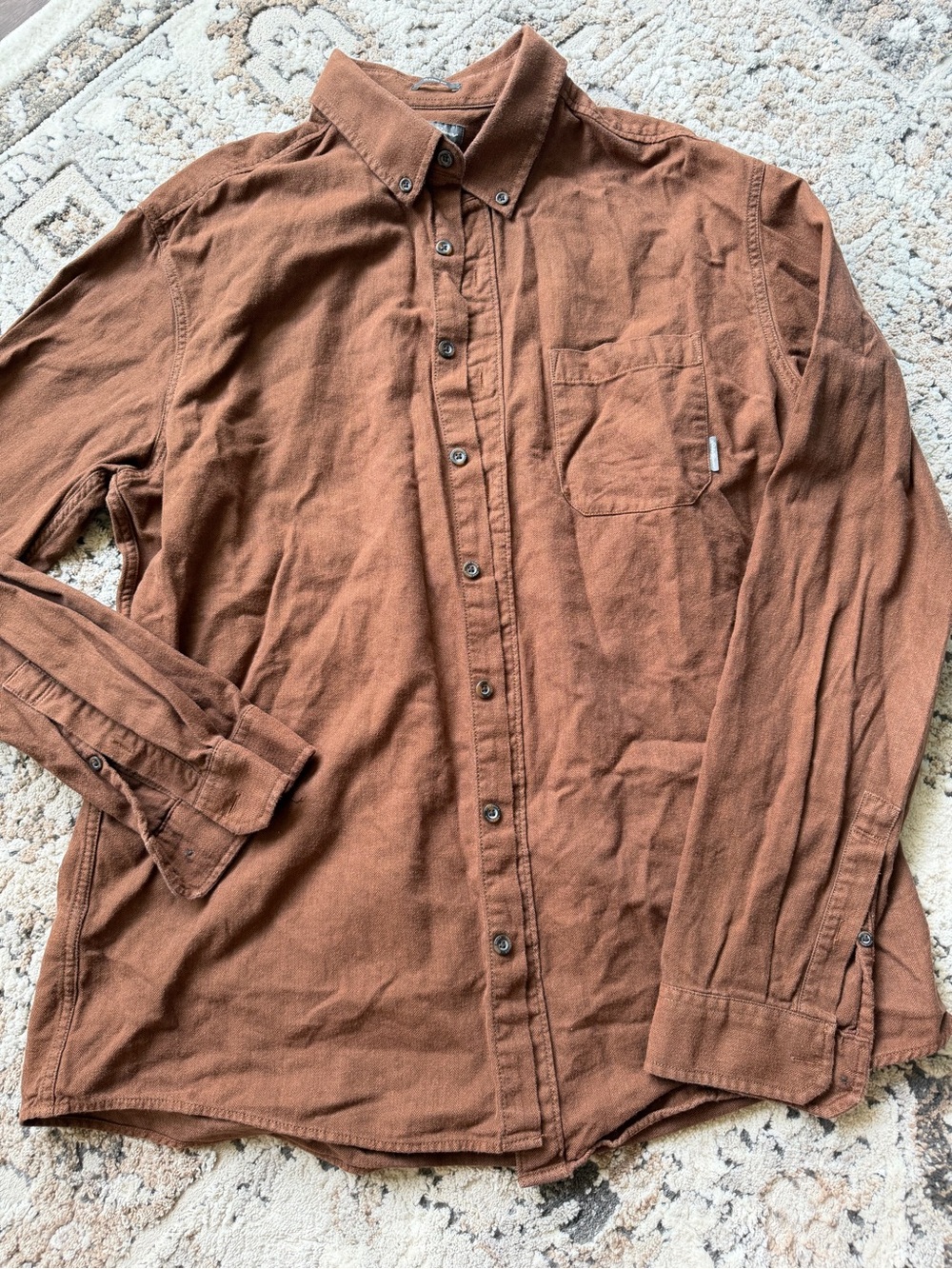 Eddie Bauer Rust Brown Button-Down Long-Sleeve Shirt